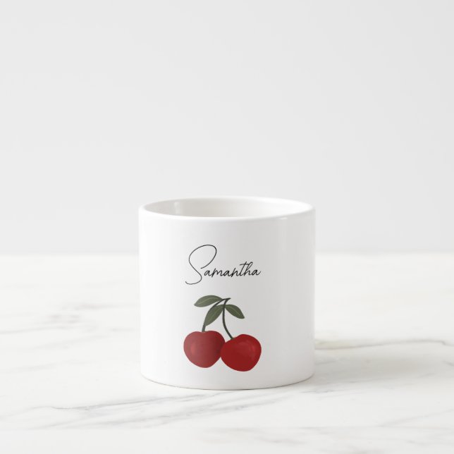 Two Red Cherries Illustration | Cute Fruit Art  Espressotasse (Vorderseite)