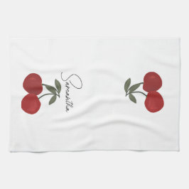 Two Red Cherries Illustration | Cute Fruit Art  Geschirrtuch