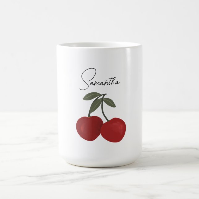Two Red Cherries Illustration | Cute Fruit Art  Kaffeetasse (Mittel)