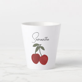 Two Red Cherries Illustration | Cute Fruit Art  Milchtasse