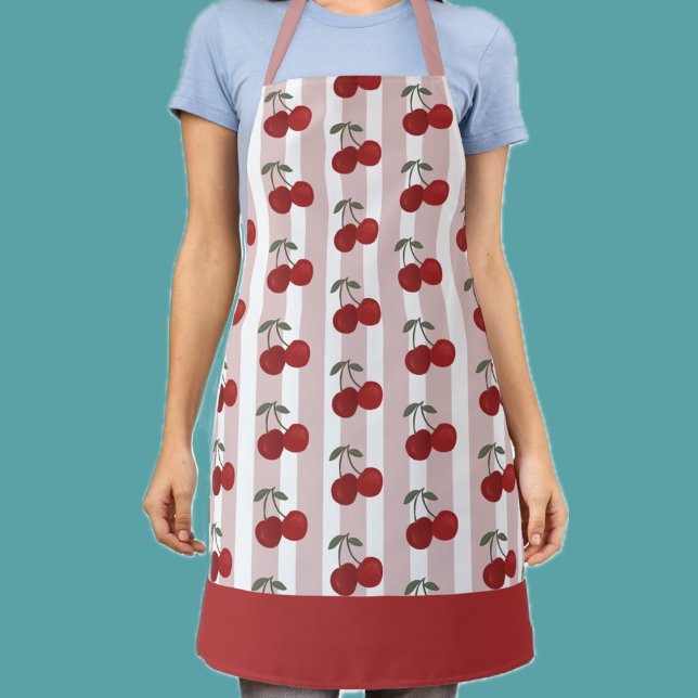 Two Red Cherries Illustration | Cute Fruit Art  Schürze (Von Creator hochgeladen)