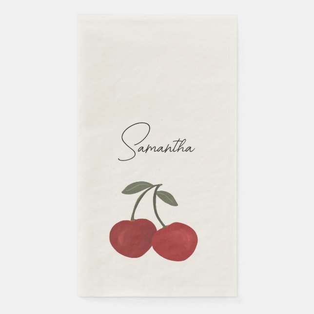 Two Red Cherries Illustration | Cute Fruit Art  Serviette (Vorderseite)