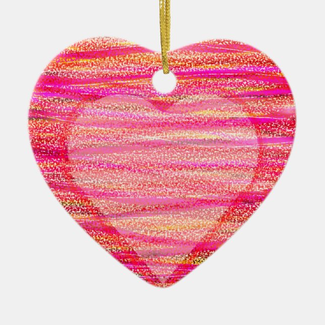 Two Red Hearts on a Valentines Day Tree  Keramik Ornament (Vorne)