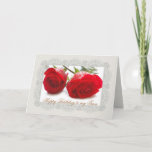 Two red roses Twin Birthday Card Karte<br><div class="desc">Two red rose decorated with lace frame. Easy to customize - just change machen Mitbewohner,  Size and add your own text.</div>