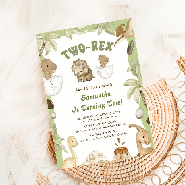 Two Rex Dinosaur Boy 2. Geburtstag Party Einladung (Von Creator hochgeladen)