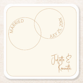 Two Rings Minimalist Wedding Paper Coaster Rechteckiger Pappuntersetzer