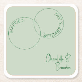 Two Rings Minimalist Wedding Paper Coaster Rechteckiger Pappuntersetzer