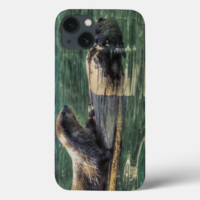 Two River Otters Wildlife Art Case-Mate iPhone Hülle (Rückseite)