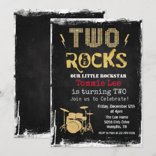 Two Rocks Rockstar Drumset 2. Geburtstagseinladung Einladung