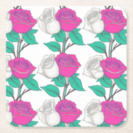 Two Rose Coaster Rechteckiger Pappuntersetzer