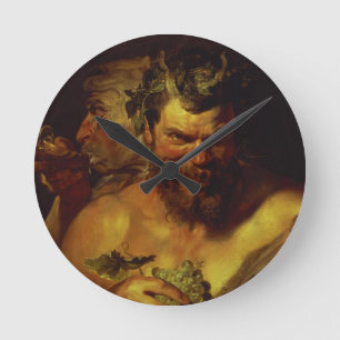 Two Satyrs (oil on panel) Runde Wanduhr