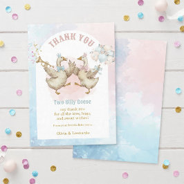 Two Silly Geese Boy & Girl Twins Birthday Dankeskarte