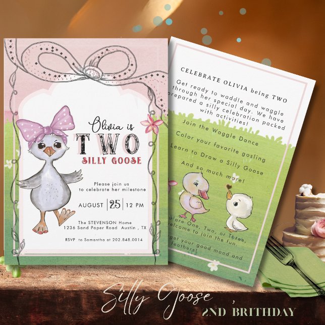 Two Silly Goose 2nd Birthday Invitation Einladung (Two Silly Goose 2nd Birthday Invitation)