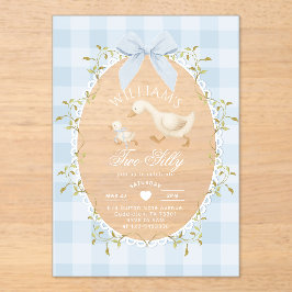 Two Silly Goose Blue Gingham 2nd Birthday Acryleinladungen