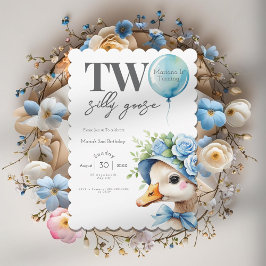 Two Silly Goose Boy 2nd Birthday  Invitation Einladung