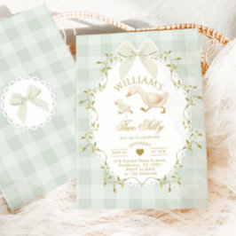 Two Silly Goose Gender Neutral Sage 2nd Birthday Einladung