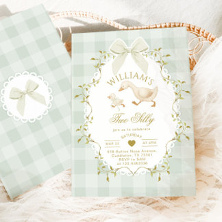 Two Silly Goose Gender Neutral Sage 2nd Birthday Einladung