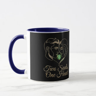 Two Souls, One Heart – Elegant Romantic Line Art   Tasse