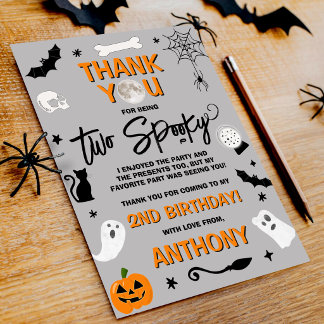 Two Spooky! Halloween 2nd Birthday Dankeskarte