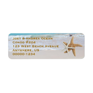 Two Starfish Ocean Beach Return Address Labels