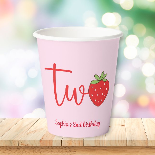 Two Strawberry Birthday Pink Pappbecher (Von Creator hochgeladen)