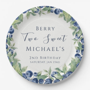 Two Sweet Berry Blaubeer-Junge 2. Geburtstag Pappteller