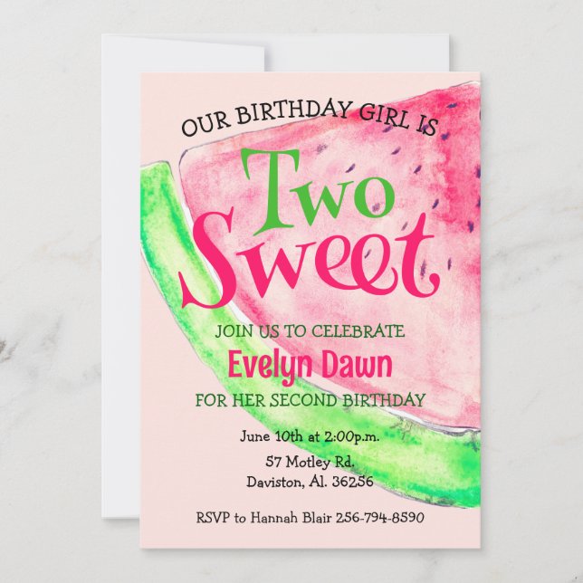 Two Sweet Birthday Invitation Einladung (Vorderseite)
