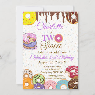 '"TWO Sweet" Donut 2. Geburtstagseinladung' Einladung