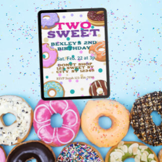 TWO Sweet, donuts and dots 2nd Birthday Einladung