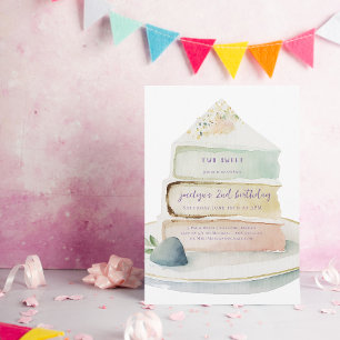 Two Sweet Regenbogen-Schichttorte Kindergeburtst Einladung