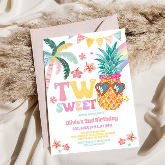 Two Sweet Summer Party 2nd Birthday Invitation Einladung