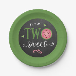 Two Sweet Watermelon 2nd Birthday Paper Plate Pappteller