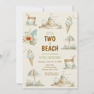 Two the Beach Summer Kids Birthday Invitation Einladung
