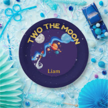 Two the Moon 2. Geburtstag Papier Teller Raum Rake