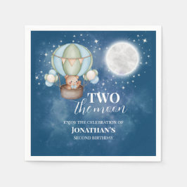 Two The Moon Boy Bear Balloon 2nd Birthday  Serviette