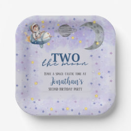 Two The Moon Boy Space Rakete 2. Geburtstag  Pappteller