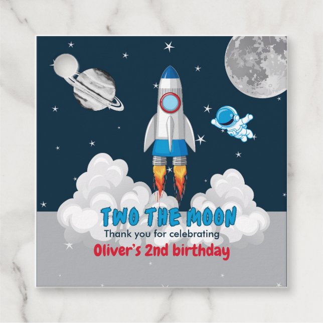 Two The Moon Boy Space Rocket 2nd Birthday  Geschenkanhänger (Vorderseite)