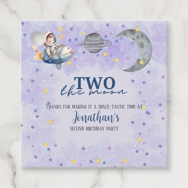 Two The Moon Boy Space Rocket 2nd Birthday  Geschenkanhänger (Vorderseite)