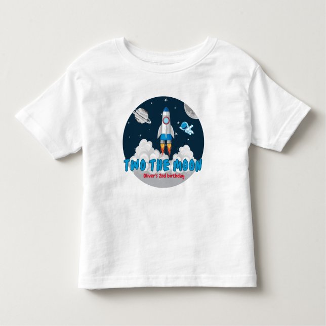 Two The Moon Boy Space Rocket 2nd Birthday Kleinkind T-shirt (Vorderseite)