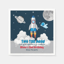 Two The Moon Boy Space Rocket 2nd Birthday  Serviette