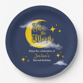 Two The Moon Elegant Gender Neutral 2nd Birthday  Pappteller