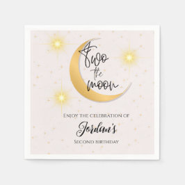 Two The Moon Elegant Gender Neutral 2nd Birthday  Serviette