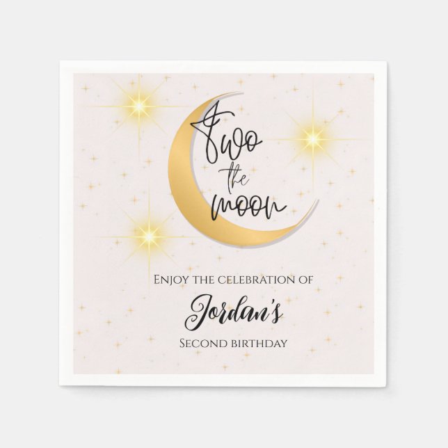 Two The Moon Elegant Gender Neutral 2nd Birthday  Serviette (Vorderseite)