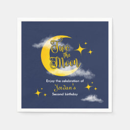 Two The Moon Elegant Gender Neutral 2nd Birthday  Serviette