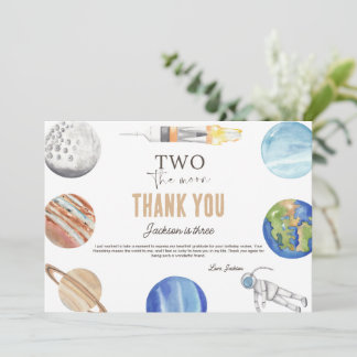 Two The Moon | Moderne Weltraum 2. Geburtstagsdeko Dankeskarte