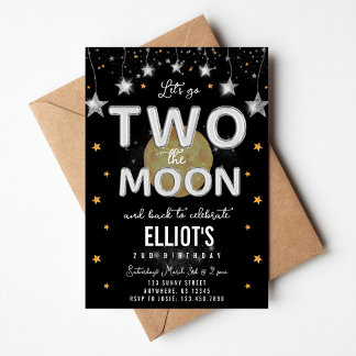 Two the Moon Second Birthday Invitation Einladung