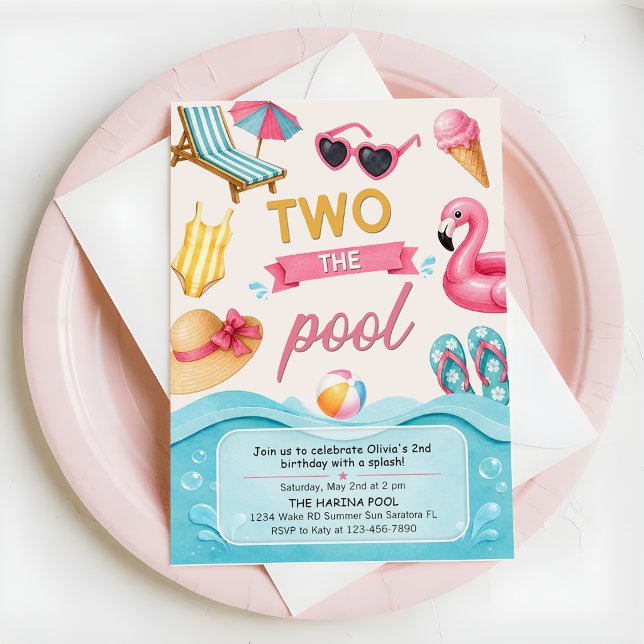 Two The Pool Summer Birthday Party  Einladung (Von Creator hochgeladen)