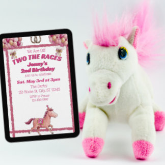 Two The Races, Pink Horse 2nd Birthday Einladung