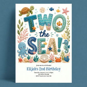 Two The Sea 2. Geburtstag Junge Einladung