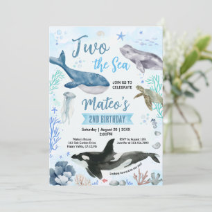 Two The Sea Kid 2. Geburtstagsfeier Wasserfarbe Einladung